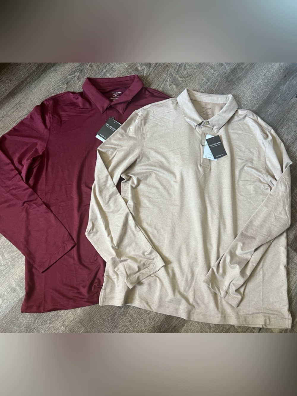 Van Heusen Performance Twill Long Sleeve Polo Shirts (Set of 2)- Size XL